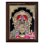 Balaji with Lakshmi and Thayar 3D Embossed Tanjore Painting