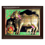 Gomatha 3D Embossed Tanjore Painiting