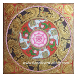 Elephant and Lotus Tanjore Painting1