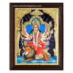 Durgai on lion Tanjore Painting