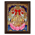 Gaja Lakshmi on Padmasana Tanjore Painting1
