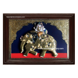 Gopi Elephant Krishna Semi Embossed Tanjore Painting