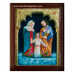 Mary Joseph and Jesus 3D Embossed Tanjore Painting