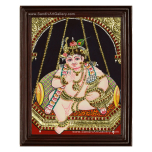 Krishna on a Swing Tanjore Painting2