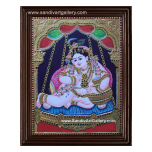 Krishna on a Swing Tanjore Painting3