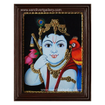 Krishna with Parrot Tanjore Painting
