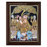 Krishna under Punnai Tree with Cows Tanjore Painting1