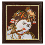 Face Krishna with Flute Tanjore Painting