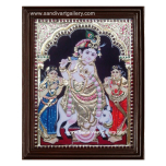 Krishna Bhama and Rukmani Tanjore Painting