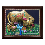 Krishna with Cow Tanjore Painting1