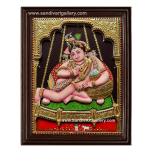 Krishna on Swing 3D Embossed Tanjore Painting