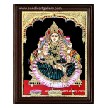 Lakshmi in Green Saree Tanjore Painting