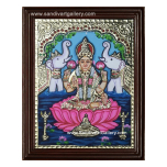 Gajalakshmi on Lotus Tanjore Painting1
