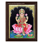Lakshmi on Lotus Tanjore Painting4