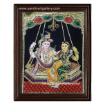 Radha Krishna on a Swing Tanjore Painting1