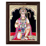 Veera Hanuman Semi Embossed Tanjore Painting