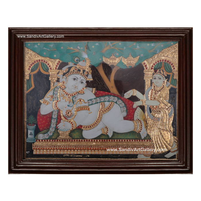 Antique Baby Krishna Tanjore Painting