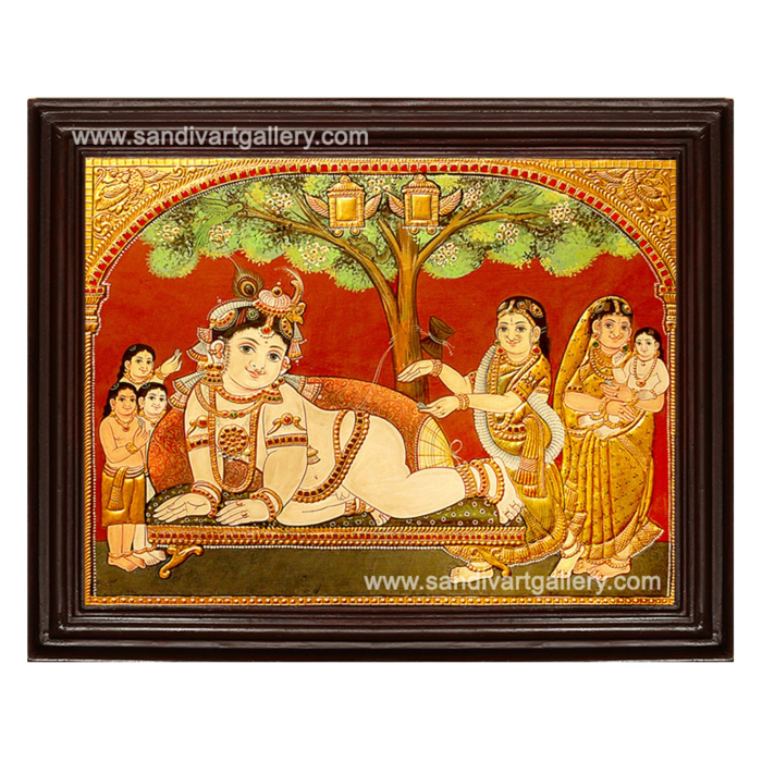 Antique Baby Thaval Krishna Tanjore Painting