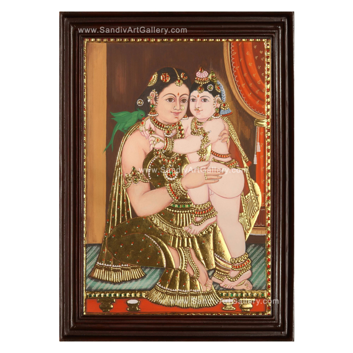 Antique Yasodha Krishna Tanjore Painting