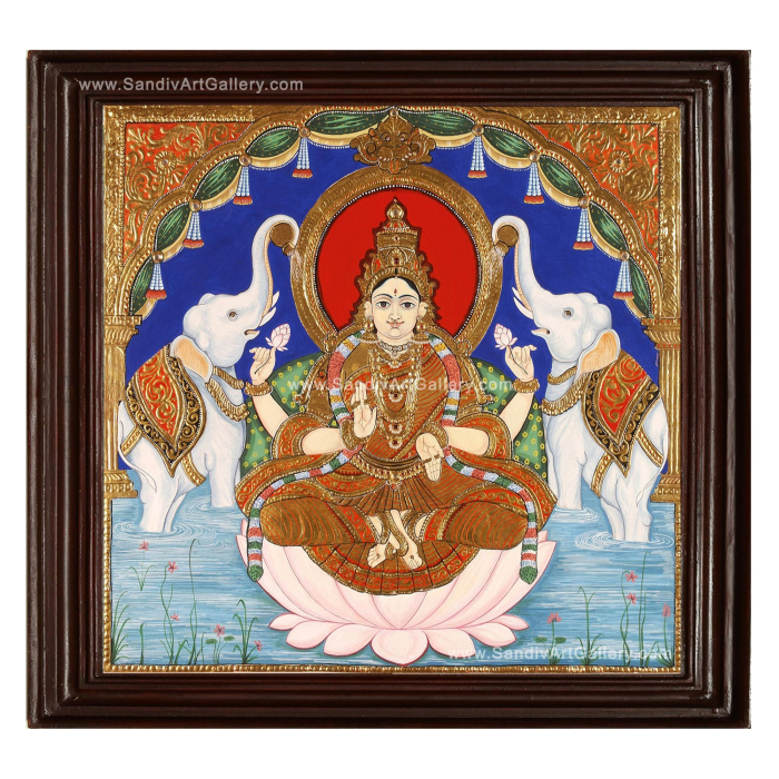 Antique Gaja Lakshmi Tanjore Painting