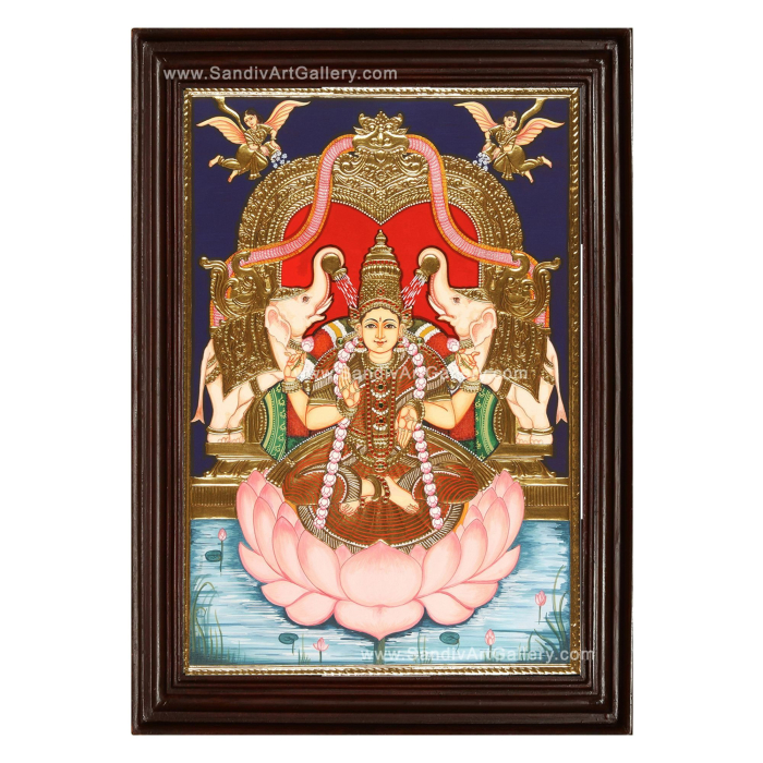 Antique Gaja Lakshmi Tanjore Painting1