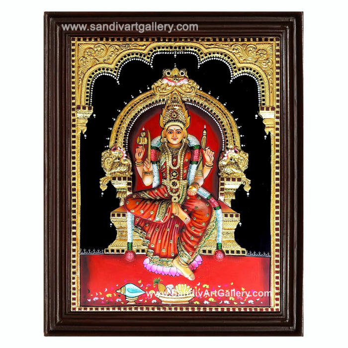 Pollachi Mariamman 3D Embossed Tanjore Painting