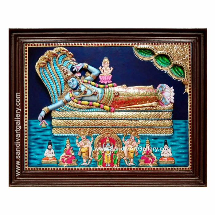 Padmanabha Swamy 3D Embossed Tanjore Painting