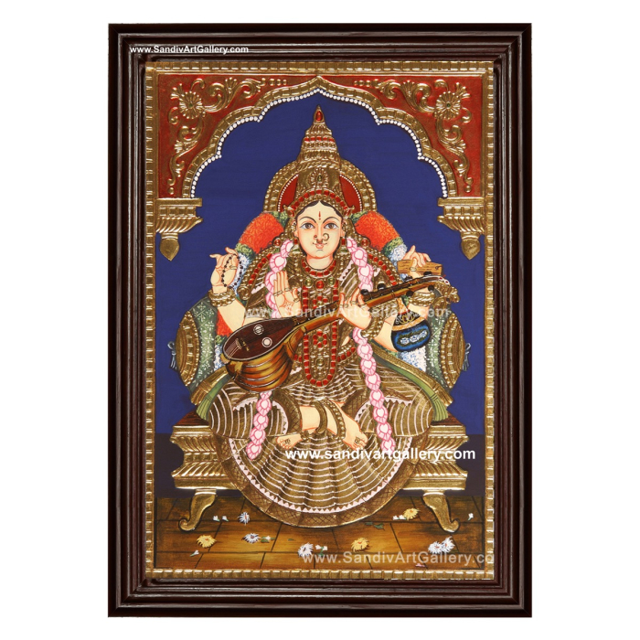 Saraswati Antique Tanjore Painting