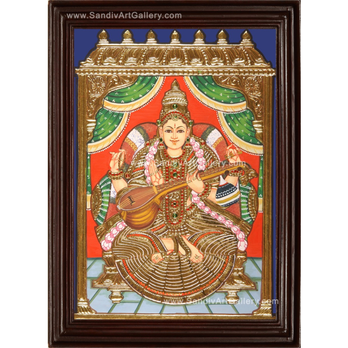 Saraswathi Devi Antique Tanjore Painting