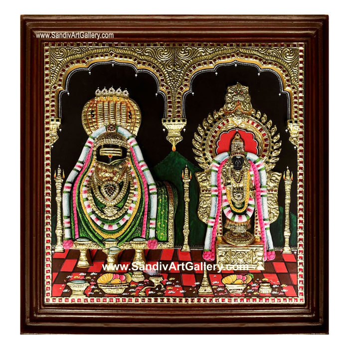 Arunachaleswar Abithakujalambal 3D Embossed Tanjore Painting
