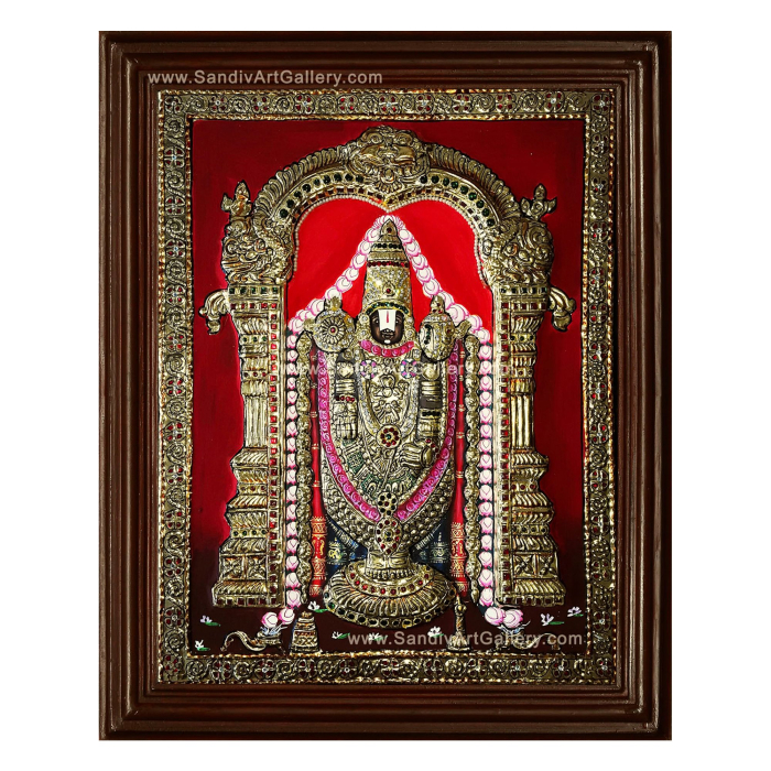 Tirupathi Elumaliayan Semi Embossed Tanjore Painting