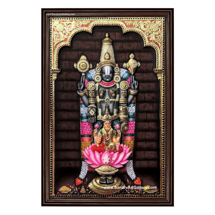 Balaji with Lakshmi 3D Embossed Tanjore Painting