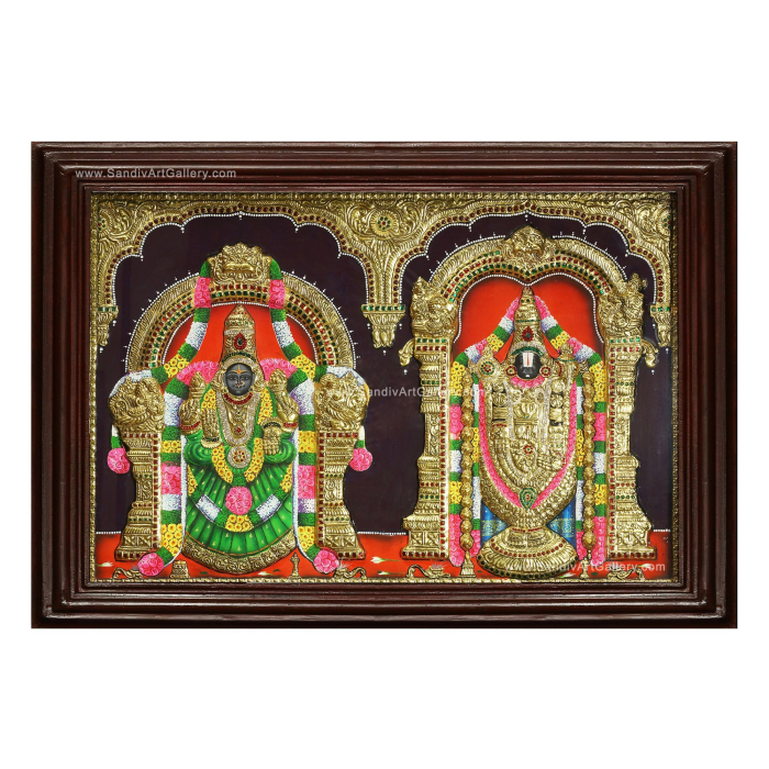 Balaji Padmavathi Thayar Semi Embossed Tanjore Painting