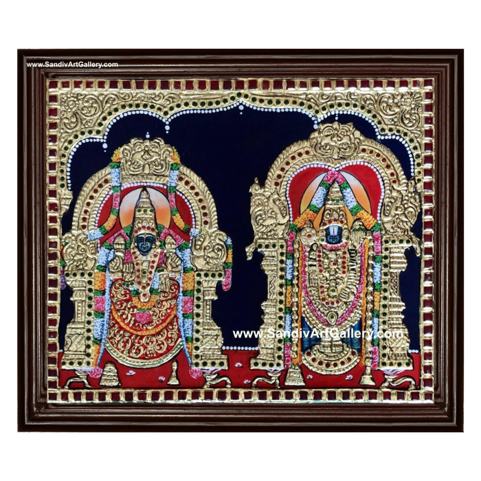Tirupathi Perumal Padmavathi Thayar Tanjore Painting