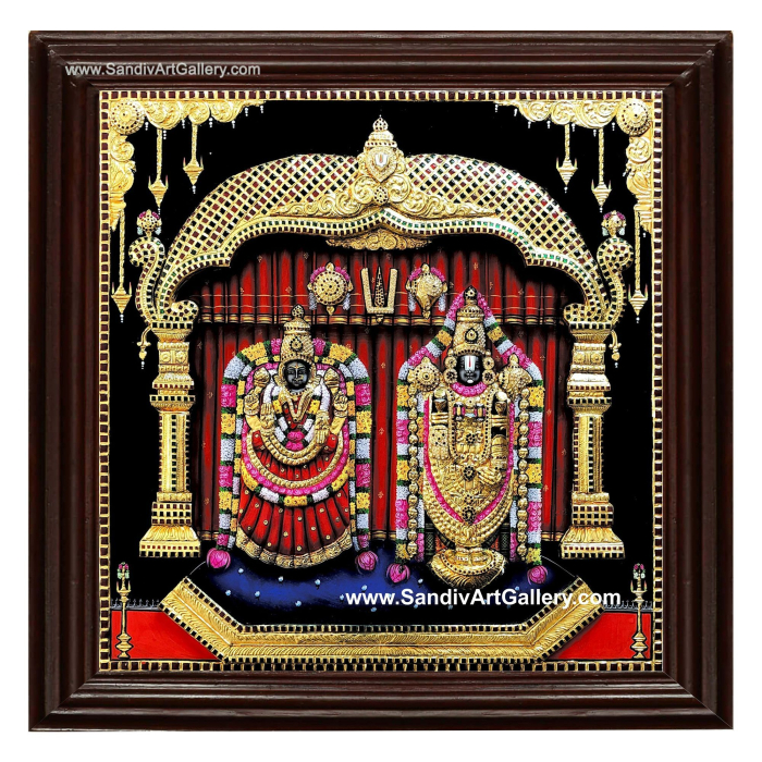 Balaji Padmavathi Thayar 3D Embossed Tanjore Painting