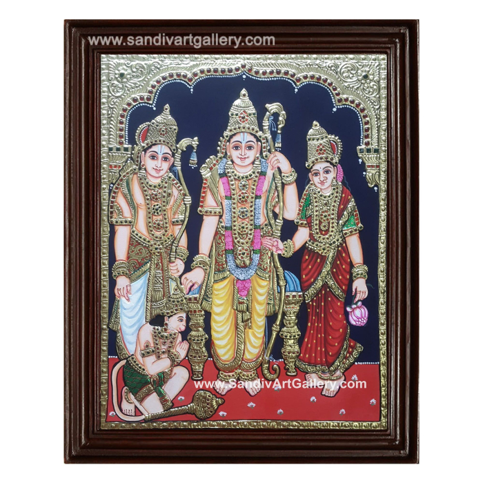 Ramar Sita Lakshmanan Hanuman Tanjore Painting1
