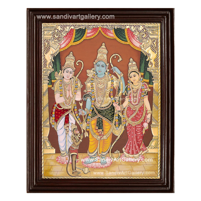 Ramar Sita Lakshmanan Hanuman Antique Tanjore Painting