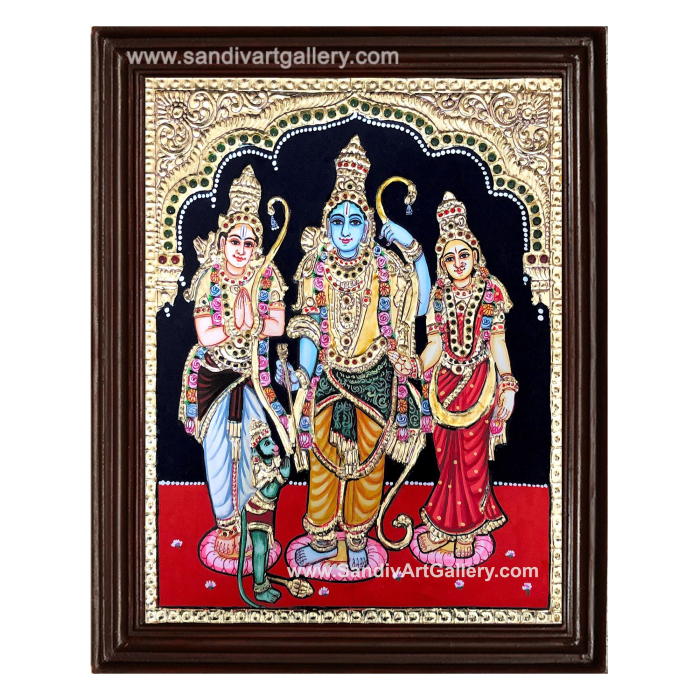 Ram Darbar- Sita Lakshmanan and Hanuman Tanjore Painting1