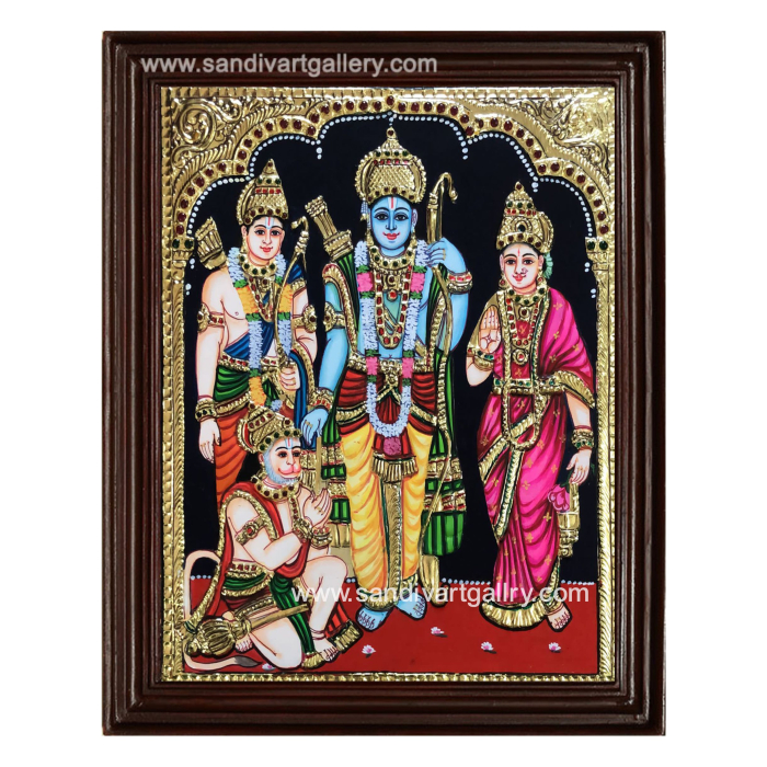 Ramar Sita Lakshmanan Hanuman Tanjore Painting2