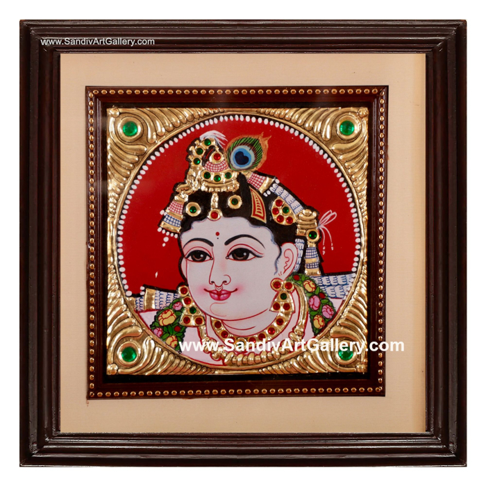 Krishna Face Small Tanjore Painting