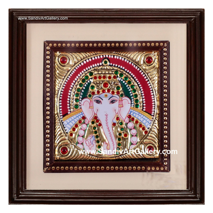 Ganesha Face Small Tanjore Painting