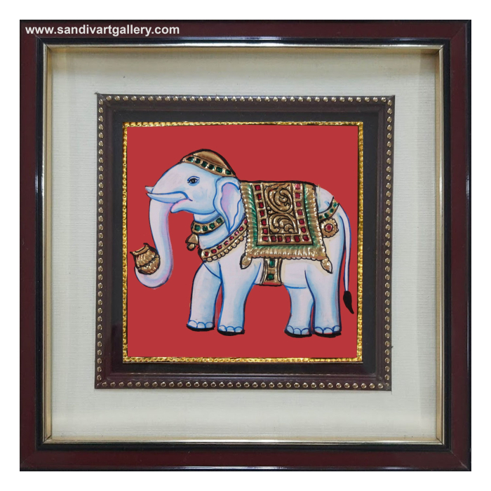 Elephant General Design Tanjore Painting1