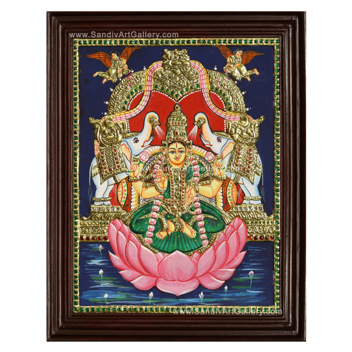 Lakshmi with Elephants Tanjore Painting