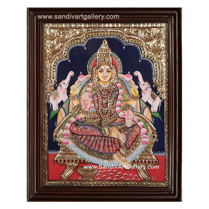 Lakshmi with Two Elephants Tanjore Painting