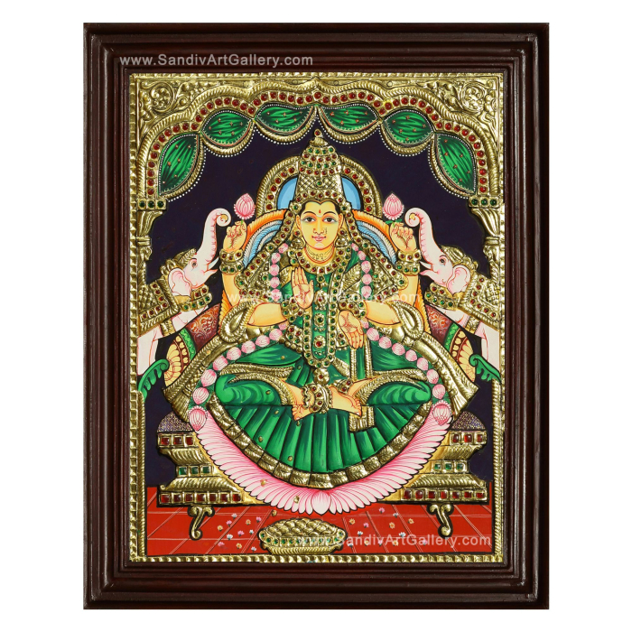 Ghaja Lakshmi on Padmasana Tanjore Painting