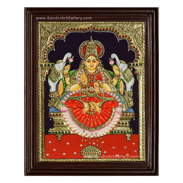 Gajalakshmi on Padmasana Tanjore Painting