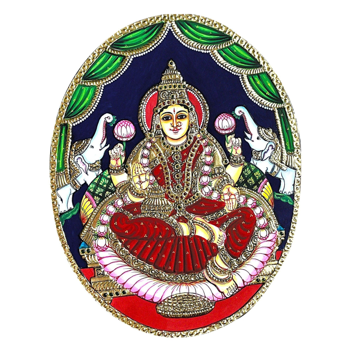 Oval Gaja Lakshmi Tanjore Painting