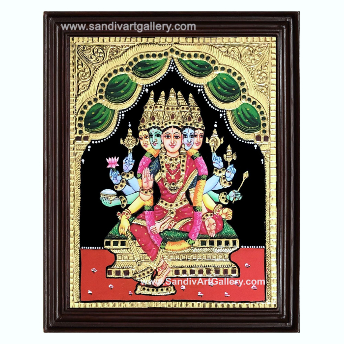 Goddess Gayathri Devi Tanjore Painting1