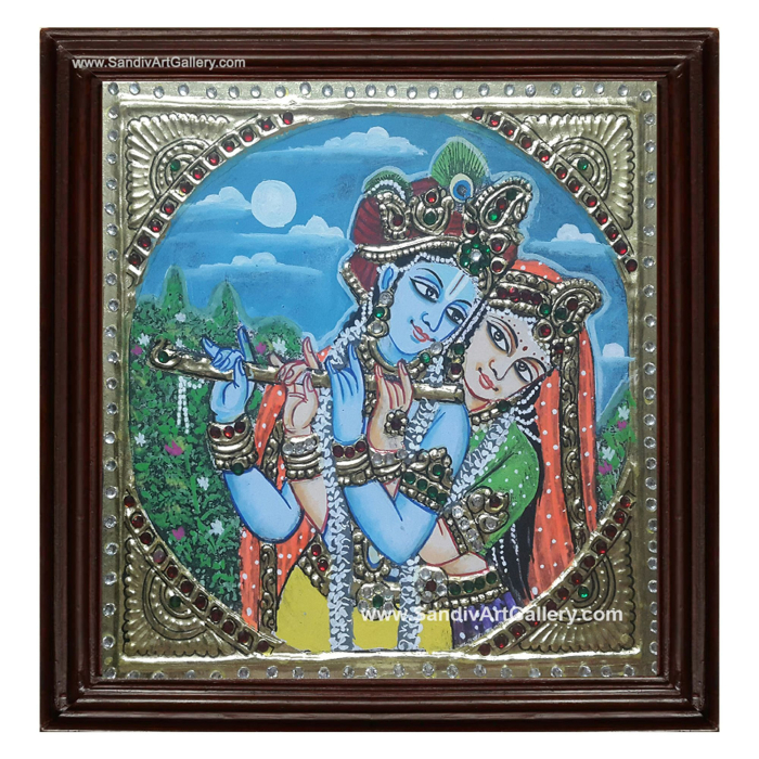 Radha Krishna Small Size Tanjore Painting