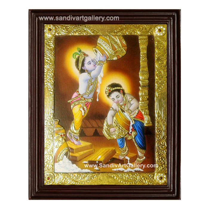 Butter Krishna and Balram Tanjore Painting